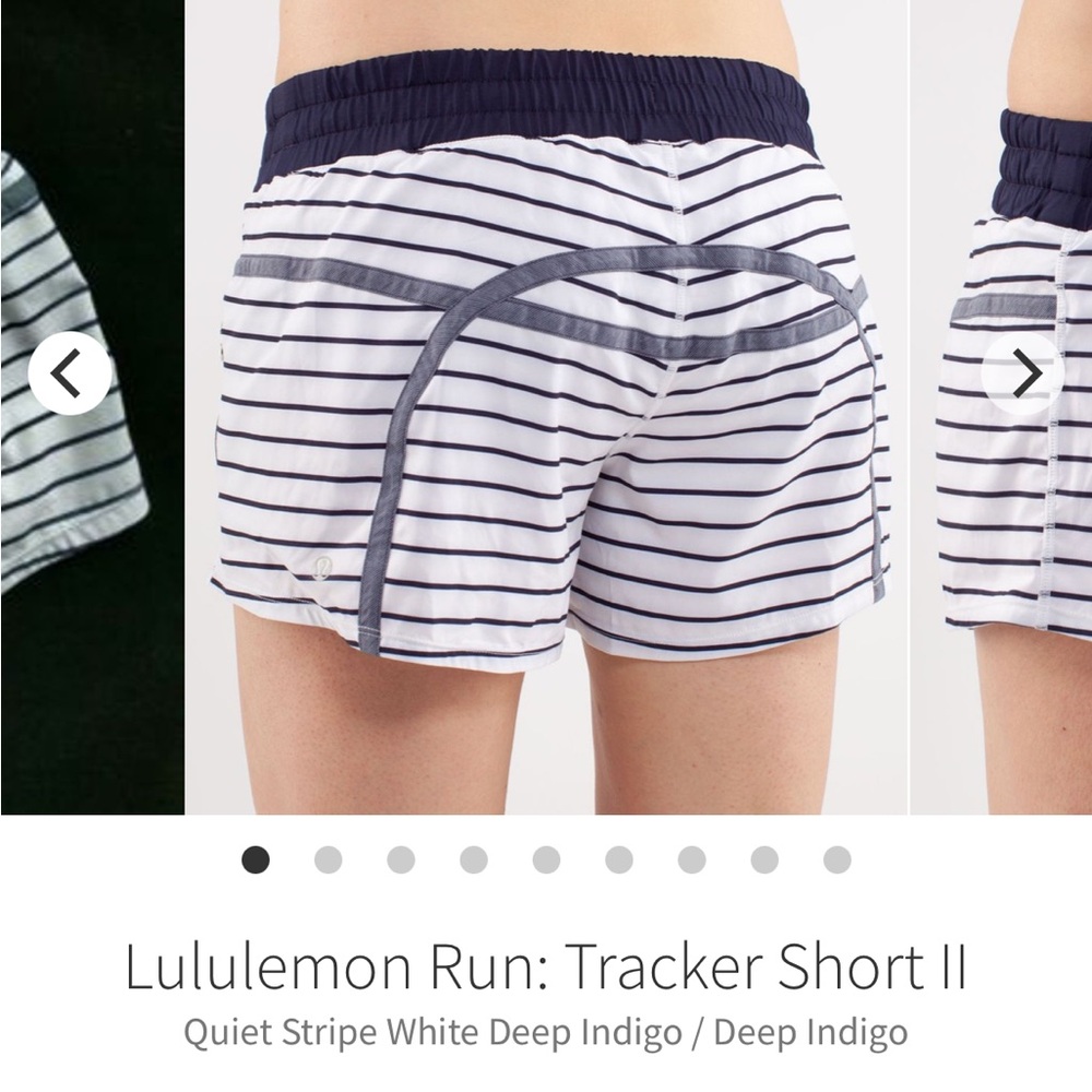 Lululemon Tracker Short II quiet stripe deep indigo navy white 6 long tall